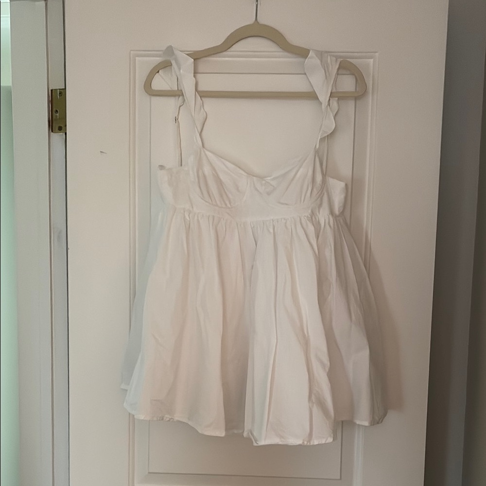 White Ruffle Mini Dress